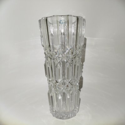 купить Ваза для цветов "Эхо" (с олимпийской наклейкой), автор А.М. Остроумов, хрусталь, алмазная грань, Ленинградский завод художественного стекла (ЛЗХС), СССР, 1970-1980 гг.