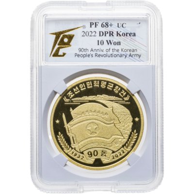 купить Северная Корея 10 вон 2022 "90-летие Корейской народно-революционной армии" в слабе TQG PF68