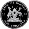 Купить Уганда 1000 шиллингов (shillings) 2002-2003 Гориллы - горилла стоит, случайный год