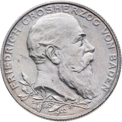 купить Германия (Баден) 2 марки 1902 "50-летие правления Фридриха I"