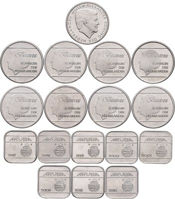 купить Аруба набор монет 50 центов и 1 флорин 1988-2018 (17 штук)
