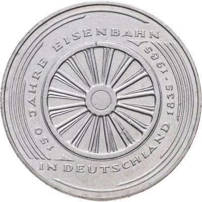 купить Германия 5 марок (deutsche mark) 1985 150 лет железной дороге Германии