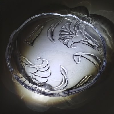 купить Блюдо сервировочное (конфетница) с рельефным цветочным декором, стекло, пресс, Soga Glass, Япония, 2000-2010 гг.