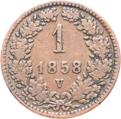 купить Австрия 1 крейцер (kreuzer) 1858 V знак монетного двора "V" - Венеция