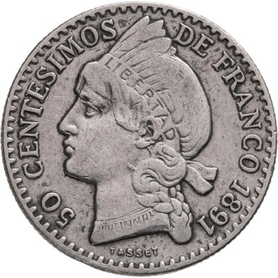 купить Доминикана 50 сентесимо 1891