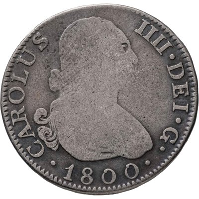 купить Испания 2 реала 1800 Король Карл IV, знак монетного двора "M" и "MF" - Мадрид
