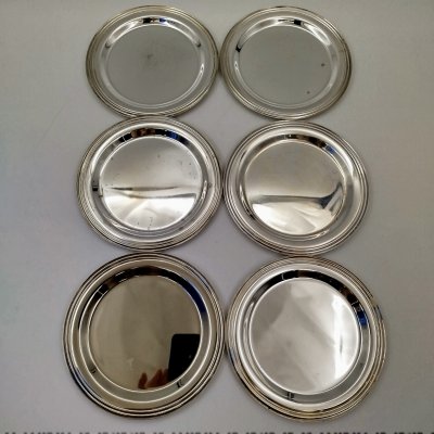 купить Набор из шести блюдец (розеток) с лаконичным декором, металл, серебрение, Европа, 1970-2000 гг.