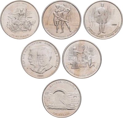купить Греция, полный комплект из 6 юбилейных монет 500 драхм 2000 г. XXVIII летние Олимпийские Игры Афины-2004