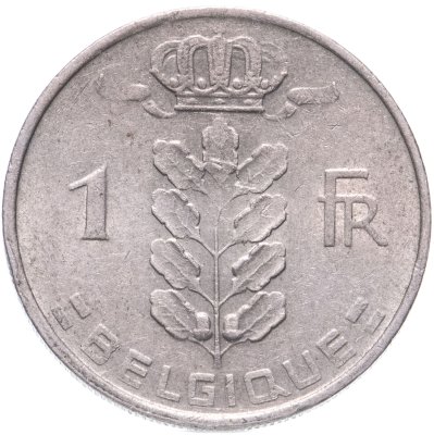купить Бельгия 1 франк (franc) 1961 надпись на французском - "BELGIQUE"