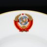 Купить Набор из 6 закусочных тарелок из Кремлевского сервиза с гербом СССР, фарфор, роспись, золочение, Ленинградский фарфоровый завод (ЛФЗ), СССР, 1960-1980 гг.
