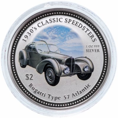 купить Острова Кука 2 доллара (dollars) 2006 "Классические спидстеры 1930-х годов - Bugatti type 57 Atlantic"