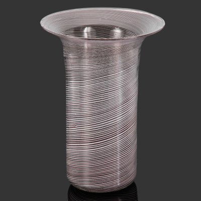 купить Ваза лаконичной формы, декорированная цветной стеклянной нитью, стекло, гутная техника, Европа, 1950-1970 гг.