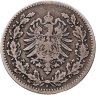 Купить Германия 50 пфеннигов (pfennig) 1877 H Венок на аверсе знак монетного двора: "H" - Дармштадт