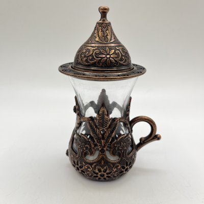 купить Стакан турецкий в металлической оплетке с крышкой для чая, стекло, металл, Азия, 1990-2010 гг.