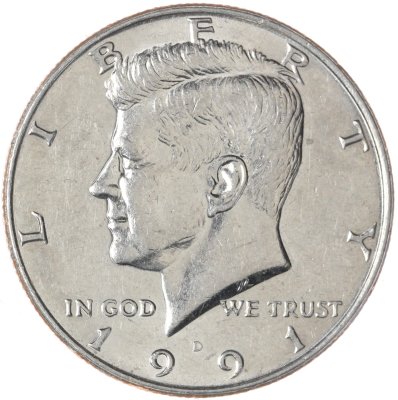купить США 50 центов (1/2 доллара, half dollar) 1991 D Kennedy Half Dollar (Кеннеди) знак монетного двора "D" - Денвер