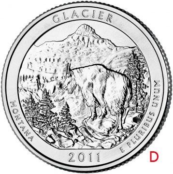Купить США 25 центов (квотер) 2011 D — Национальный парк Глейшер