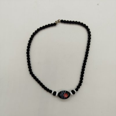 купить Бусы с крупной бусиной украшенной цветочным декором, стекло, техника "Millefiori" (Миллефиори), Муранское стекло, Италия, 1990-2010 гг.