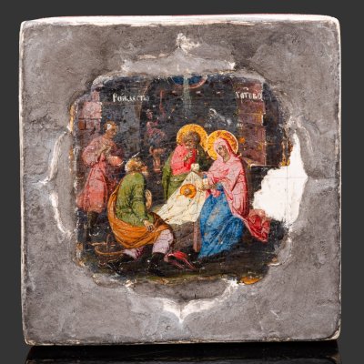 купить Икона "Рождество Христово", дерево, темпера, Российская империя, 1800-1850 гг.