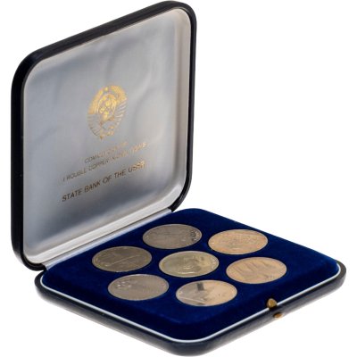 купить Набор из 7 монет СССР Олимпиада - 80 + 1 рубль 1970 100 лет со дня рождения В.И. Ленина , в футляре Государственного Банка СССР