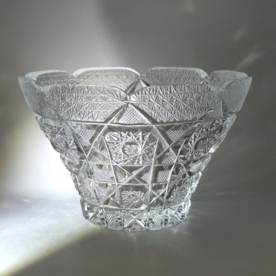 купить Ваза для фруктов с фигурным бортом, хрусталь, алмазная грань, Россия, 1980-2000 гг.