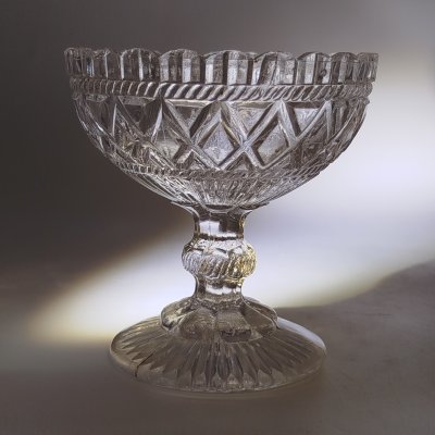 купить Конфетница с рельефным декором и фигурным бортом, стекло, пресс, Россия, 1900-1930 гг.