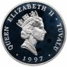 Купить Тувалу 5 долларов 1997 "Получение Елизаветой II степени почетного доктора музыки" с сертификатом