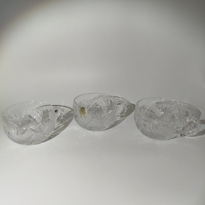 купить Набор из трех кружек с резным декором, хрусталь, алмазная грань, Чехословакия, 1970-1980 гг.