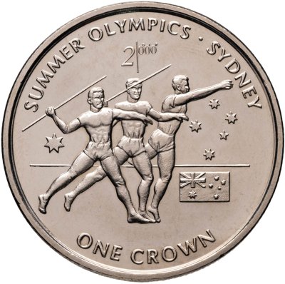 купить Остров Мэн 1 крона (crown) 1999 "XXVII летние Олимпийские Игры, Сидней 2000 - Метание копья"