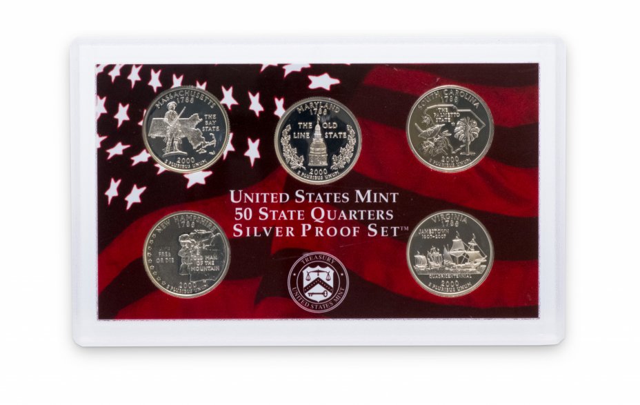купить США годовой набор квотеров 2000 "Штаты" (5 монет) серебро
