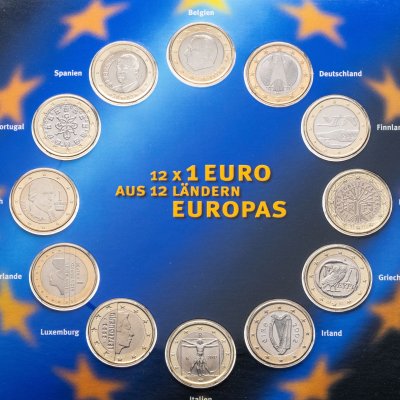 купить Евросоюз набор из 12-ти монет 1 евро 1999-2002 в буклете