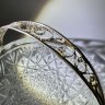 Купить Конфетница с ручкой геометрическим декором небольшого размера, стекло, алмазная грань, СССР, 1970-1990 гг.