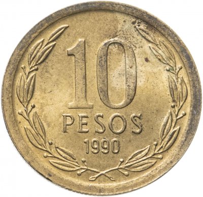 купить Чили 10 песо (pesos) 1990 Ангел, рвущий оковы