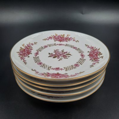 купить Набор из пяти розеток с цветочно-ажурным орнаментом, фарфор, деколь, золочение, Graf Von Henneberg Porzellan, 1777 Jlmenau, ГДР, 1977-1990 гг.