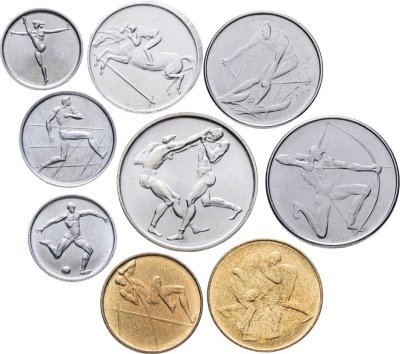 купить Сан-Марино, набор из 9 монет 1980 г., памятный выпуск в честь Игры XXII летней Олимпиады Москва-80