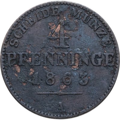 купить Германия, Пруссия 4 пфеннига 1863