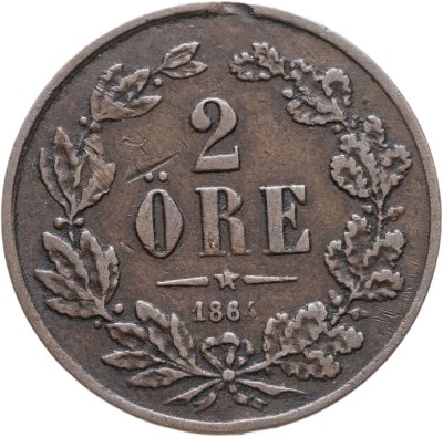 купить Швеция 2 эре (ore) 1864