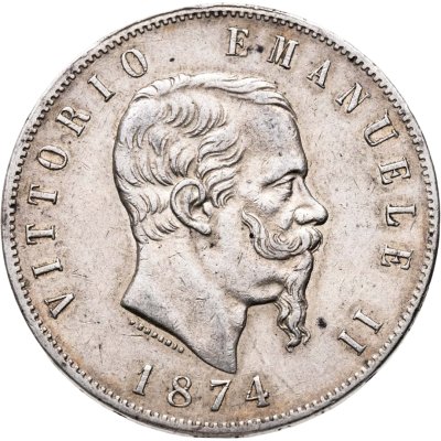купить Италия 5 лир 1874