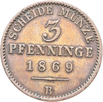 купить Германия, Пруссия 3 пфеннига 1869