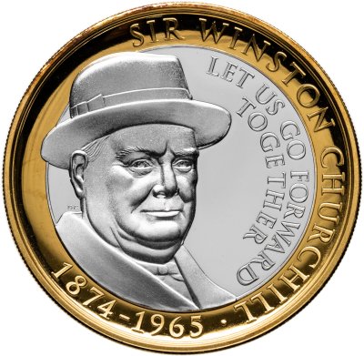 купить Гибралтар 2 фунта (pounds) 2015 "50-я годовщина со дня смерти Уинстона Черчилля / Идёмте же, идёмте вперёд единой силой "