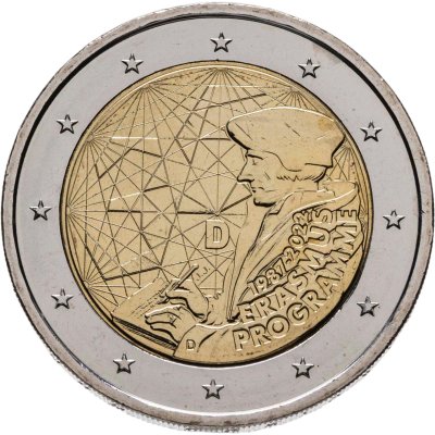 купить Германия 2 евро (euro) 2022 35 лет программы Erasmus, знак монетного двора "D" - Мюнхен