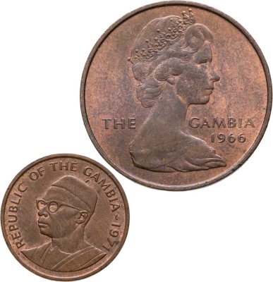 купить Гамбия набор 2 монет 1 пенни 1966, 1 бутут 1971