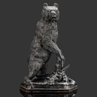 купить Скульптура "Медведь на задних лапах" (Лисинский медведь у пня), по модели 1865 года, Н.И. Либериха, чугун, крашение, СССР, 1954 г.