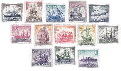 купить Испания набор из 13 марок 1964 "Корабли"