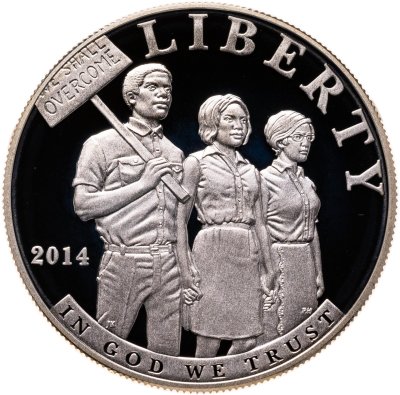 купить США 1 доллар 2014 "Акт 1964 г о гражданских правах" в футляре с сертификатом