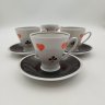 Купить Сервиз кофейный "Карточная масть" на 4 персоны (10 предметов), фарфор, крытье, люстр, Stadtilmer Porzellan, ГДР, 1960-1970 гг.