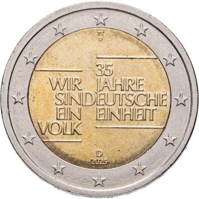 купить Германия 2 евро 2025 D "35 лет немецкого единства"