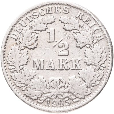 купить Германия 1/2 марки (mark) 1905 A знак монетного двора: "A" - Берлин