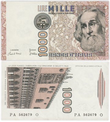купить Италия 1000 лир 1982 года (Pick 109a)