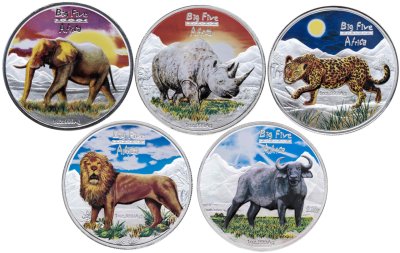 купить Демократическая Республика Конго набор монет 240 франков 2008 "Большая африканская пятерка"