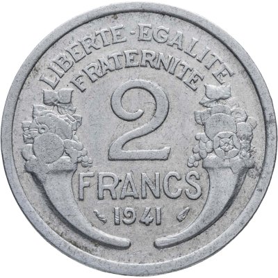 купить Франция 2 франка (francs) 1941 алюминий